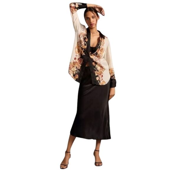 Anthropologie Tops - Anthropologie The Brielle Relaxed Button Down Blouse Floral Size XL